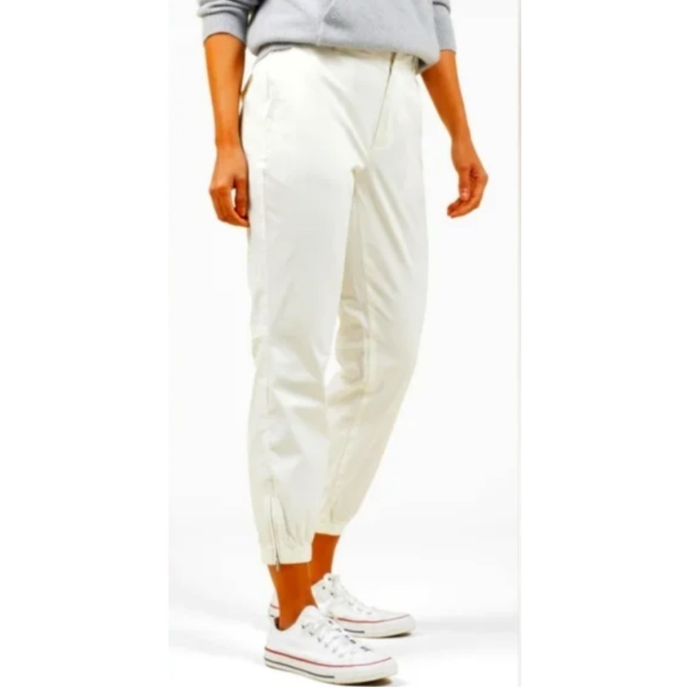 Outerknown Avalon Stretch Joggers Salt White Cotton Zipper Cuffs Twill